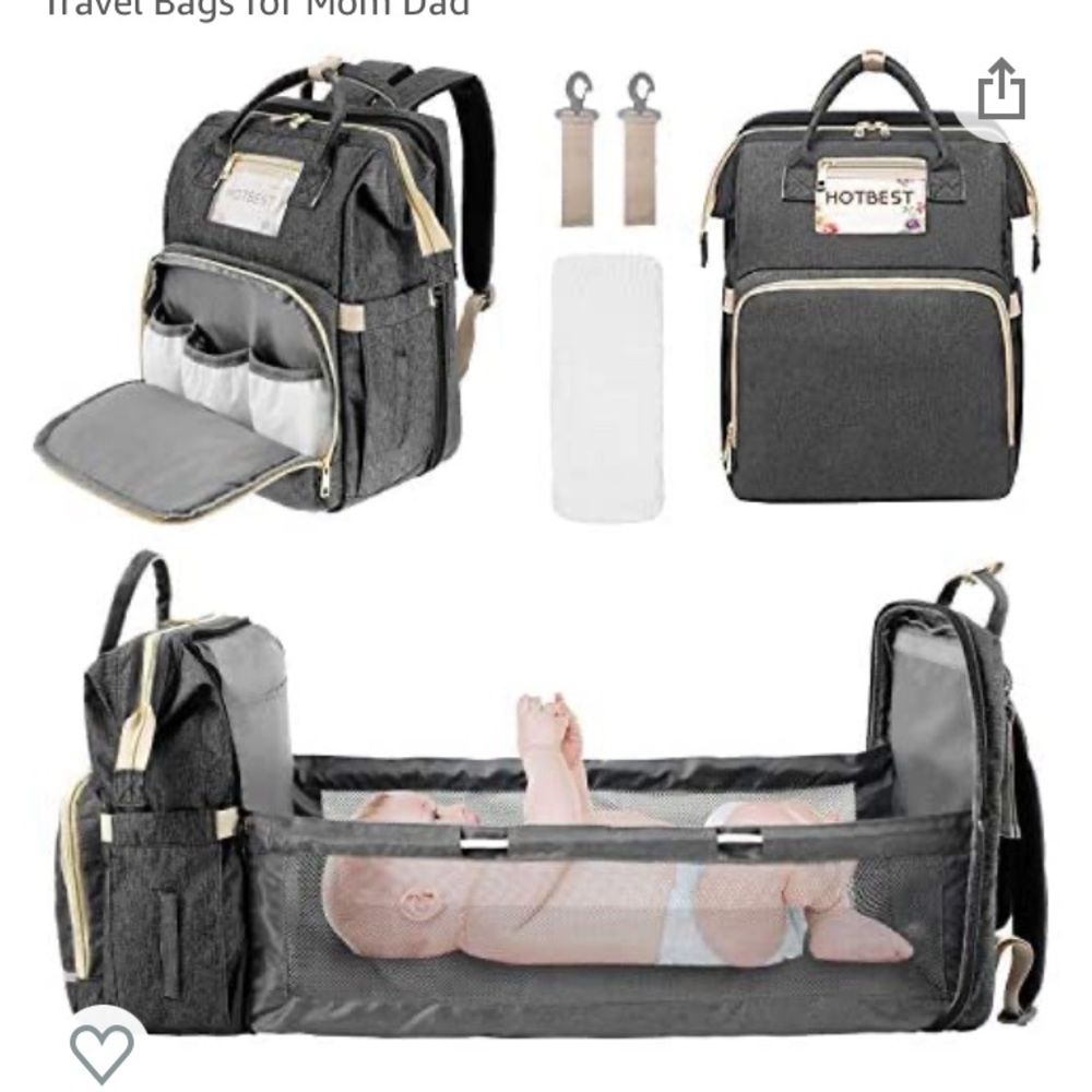 *NEW- 3 in 1 diaper bag backpack with foldable bed